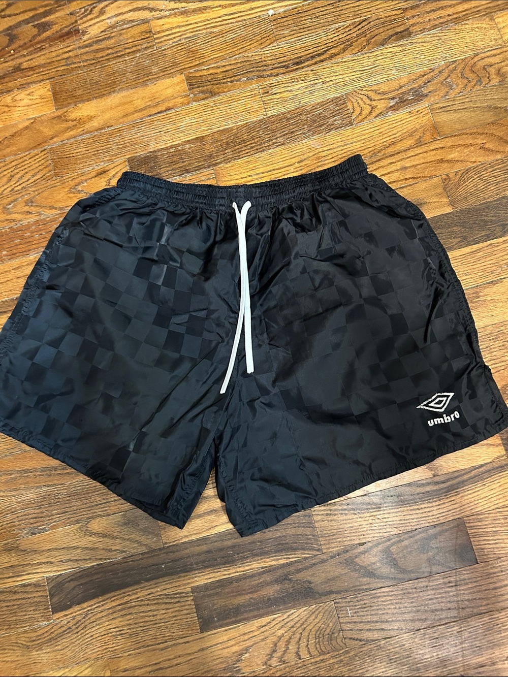 Umbro vintage Black Checkered Athletic Drawstring Shorts